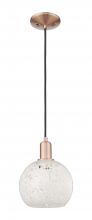 Innovations Lighting 716-1P-AC-G1216-8WM - White Mouchette - 1 Light - 8 inch - Antique Copper - Cord hung - Mini Pendant