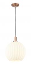 Innovations Lighting 716-1P-AC-G1217-12WV - White Venetian - 1 Light - 12 inch - Antique Copper - Cord hung - Mini Pendant