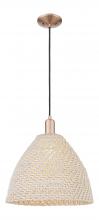 Innovations Lighting 716-1P-AC-NBD-16-NAT - Bristol Natural - 1 Light - 6 inch - Antique Copper - Cord hung - Mini Pendant