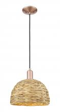 Innovations Lighting 716-1P-AC-RBD-12-NAT - Woven Rattan - 1 Light - 12 inch - Antique Copper - Cord hung - Mini Pendant