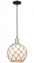 Innovations Lighting 716-1P-BAB-G121-10RB - Farmhouse Rope - 1 Light - 10 inch - Black Antique Brass - Cord hung - Mini Pendant