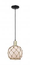 Innovations Lighting 716-1P-BAB-G121-8RB - Farmhouse Rope - 1 Light - 8 inch - Black Antique Brass - Cord hung - Mini Pendant