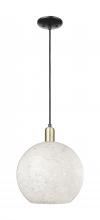 Innovations Lighting 716-1P-BAB-G1216-12WM - White Mouchette - 1 Light - 12 inch - Black Antique Brass - Cord hung - Mini Pendant