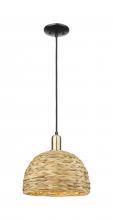 Innovations Lighting 716-1P-BAB-RBD-12-NAT - Woven Rattan - 1 Light - 12 inch - Black Antique Brass - Cord hung - Mini Pendant