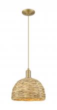 Innovations Lighting 716-1P-BB-RBD-12-NAT - Woven Rattan - 1 Light - 12 inch - Brushed Brass - Cord hung - Mini Pendant