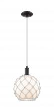 Innovations Lighting 716-1P-BK-G121-10RW - Farmhouse Rope - 1 Light - 10 inch - Matte Black - Cord hung - Mini Pendant