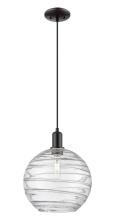 Innovations Lighting 716-1P-BK-G1213-12CL - Athens Deco Swirl - 1 Light - 12 inch - Matte Black - Cord hung - Mini Pendant