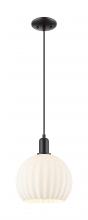 Innovations Lighting 716-1P-BK-G1217-10WV - White Venetian - 1 Light - 10 inch - Matte Black - Cord hung - Mini Pendant