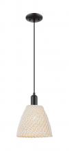 Innovations Lighting 716-1P-BK-NBD-9-NAT - Bristol Natural - 1 Light - 6 inch - Matte Black - Cord hung - Mini Pendant