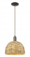 Innovations Lighting 716-1P-OB-RBD-12-NAT - Woven Rattan - 1 Light - 12 inch - Oil Rubbed Bronze - Cord hung - Mini Pendant