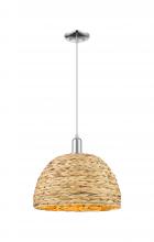 Innovations Lighting 716-1P-PC-RBD-16-NAT - Woven Rattan - 1 Light - 16 inch - Polished Chrome - Cord hung - Mini Pendant