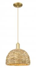 Innovations Lighting 716-1P-SG-RBD-12-NAT - Woven Rattan - 1 Light - 12 inch - Satin Gold - Cord hung - Mini Pendant