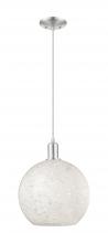 Innovations Lighting 716-1P-SN-G1216-12WM - White Mouchette - 1 Light - 12 inch - Brushed Satin Nickel - Cord hung - Mini Pendant