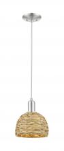 Innovations Lighting 716-1P-SN-RBD-8-NAT - Woven Rattan - 1 Light - 8 inch - Satin Nickel - Mini Pendant