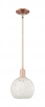 Innovations Lighting 716-1S-AC-G1216-8WM - White Mouchette - 1 Light - 8 inch - Antique Copper - Stem hung - Mini Pendant