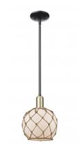 Innovations Lighting 716-1S-BAB-G121-8RB - Farmhouse Rope - 1 Light - 8 inch - Black Antique Brass - Stem hung - Mini Pendant