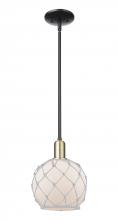 Innovations Lighting 716-1S-BAB-G121-8RW - Farmhouse Rope - 1 Light - 8 inch - Black Antique Brass - Stem hung - Mini Pendant