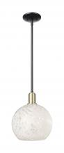 Innovations Lighting 716-1S-BAB-G1216-10WM - White Mouchette - 1 Light - 10 inch - Black Antique Brass - Stem hung - Mini Pendant