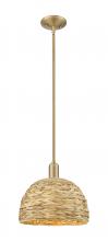 Innovations Lighting 716-1S-BB-RBD-12-NAT - Woven Rattan - 1 Light - 12 inch - Brushed Brass - Stem hung - Mini Pendant