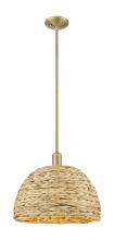 Innovations Lighting 716-1S-BB-RBD-16-NAT - Woven Rattan - 1 Light - 16 inch - Brushed Brass - Stem hung - Mini Pendant