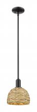 Innovations Lighting 716-1S-BK-RBD-8-NAT - Woven Rattan - 1 Light - 8 inch - Matte Black - Mini Pendant