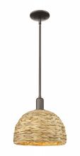 Innovations Lighting 716-1S-OB-RBD-12-NAT - Woven Rattan - 1 Light - 12 inch - Oil Rubbed Bronze - Stem hung - Mini Pendant