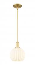 Innovations Lighting 716-1S-SG-G1217-8WV - White Venetian - 1 Light - 8 inch - Satin Gold - Stem hung - Mini Pendant