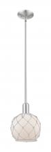 Innovations Lighting 716-1S-SN-G121-8RW - Farmhouse Rope - 1 Light - 8 inch - Brushed Satin Nickel - Stem hung - Mini Pendant