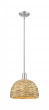 Innovations Lighting 716-1S-SN-RBD-12-NAT - Woven Rattan - 1 Light - 12 inch - Brushed Satin Nickel - Stem hung - Mini Pendant