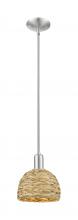 Innovations Lighting 716-1S-SN-RBD-8-NAT - Woven Rattan - 1 Light - 8 inch - Satin Nickel - Mini Pendant