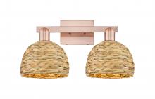 Innovations Lighting 716-2W-AC-RBD-8-NAT - Woven Rattan - 2 Light - 19 inch - Antique Copper - Bath Vanity Light