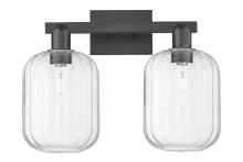 Innovations Lighting 716-2W-BK-G460-7CL - Preston Cylinder - 2 Light - 16 inch - Matte Black - Bath Vanity Light