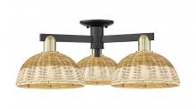Innovations Lighting 716-3F-BAB-NBD2-9-NAT - Bristol Natural II - 3 Light - 27 inch - Black Antique Brass - Semi-Flush Mount