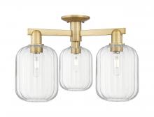 Innovations Lighting 716-3F-BB-G460-7CL - Preston Cylinder - 3 Light - 6 inch - Brushed Brass - Semi-Flush Mount