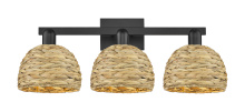 Innovations Lighting 716-3W-BK-RBD-8-NAT - Woven Rattan - 3 Light - 27 inch - Matte Black - Bath Vanity Light