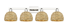 Innovations Lighting 716-4W-PN-RBD-8-NAT - Woven Rattan - 4 Light - 35 inch - Polished Nickel - Bath Vanity Light