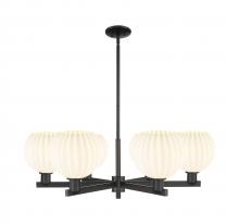 Innovations Lighting 716-6CR-BK-G1217-8WV - White Venetian - 6 Light - 38 inch - Matte Black - Stem hung - Chandelier