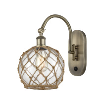 Innovations Lighting 918-1W-AB-G122-8RB - Farmhouse Rope - 1 Light - 8 inch - Antique Brass - Adjustable - Sconce