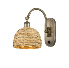 Innovations Lighting 918-1W-AB-RBD-8-NAT - Woven Rattan - 1 Light - 8 inch - Antique Brass - Sconce