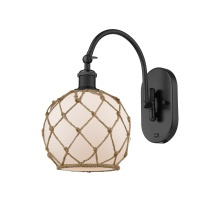 Innovations Lighting 918-1W-BK-G121-8RB - Farmhouse Rope - 1 Light - 8 inch - Matte Black - Adjustable - Sconce