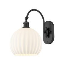 Innovations Lighting 918-1W-BK-G1217-10WV - White Venetian - 1 Light - 10 inch - Matte Black - Sconce