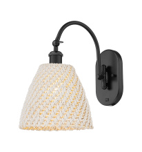 Innovations Lighting 918-1W-BK-NBD-9-NAT - Bristol Natural - 1 Light - 9 inch - Matte Black - Sconce