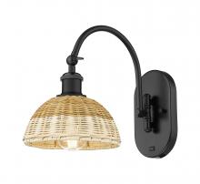 Innovations Lighting 918-1W-BK-NBD2-75-NAT - Bristol Natural II - 1 Light - 8 inch - Matte Black - Sconce