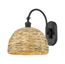 Innovations Lighting 918-1W-BK-RBD-12-NAT - Woven Rattan - 1 Light - 12 inch - Matte Black - Sconce