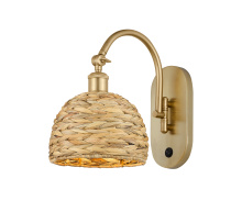 Innovations Lighting 918-1W-SG-RBD-8-NAT - Woven Rattan - 1 Light - 8 inch - Satin Gold - Sconce