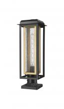 Innovations Lighting 9951-1PLT-BK-20-CG-BR-SDY - Mansfield - 1 Light - 8 inch - Black - Stem Hung - Coastal Outdoor Post Lantern