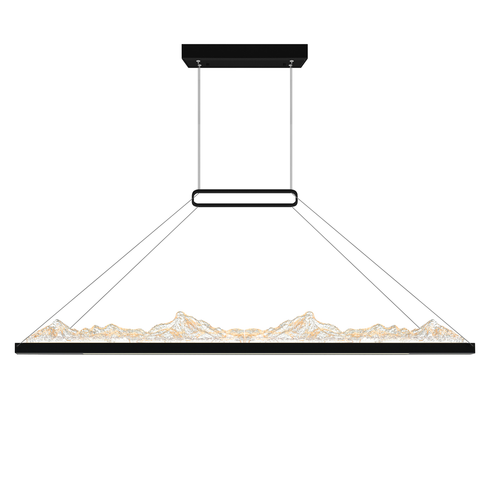 Himalayas Integrated LED 48in Black Chandelier with Handcrafted Glass