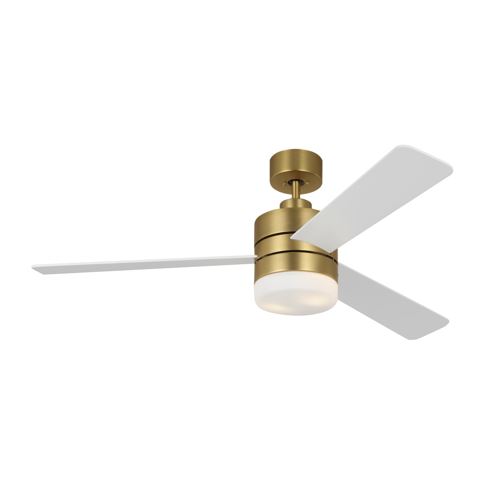 Era 52 LED Ceiling Fan in Burnished Brass with Matte White Blades and Light Kit