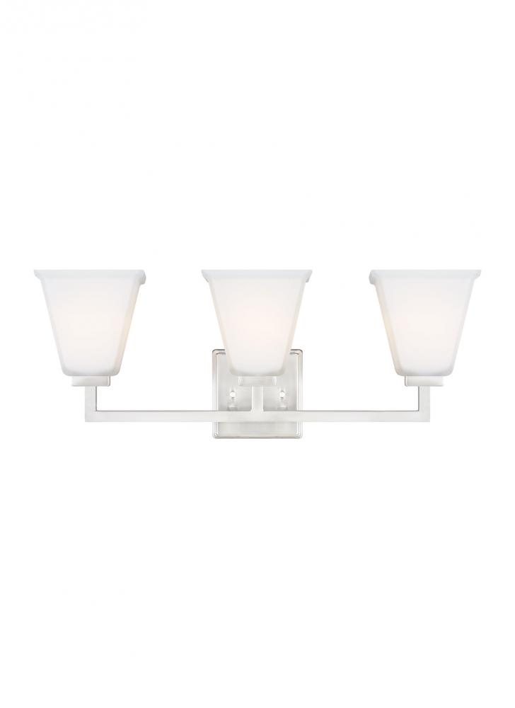 Ellis Harper classic 3-light indoor dimmable bath vanity wall sconce in brushed nickel silver finish