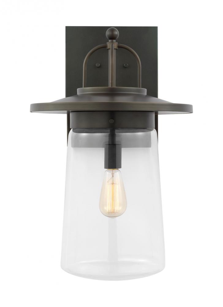 Tybee casual 1-light LED outdoor exterior extra large wall lantern sconce in antique bronze finish
